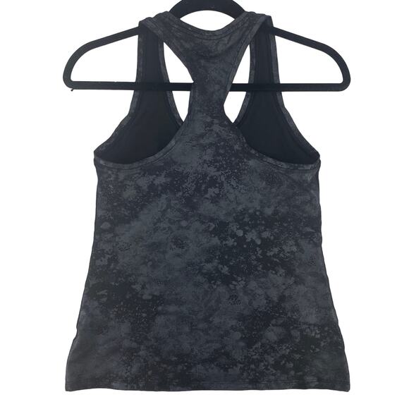 Athleta Shanti women S black racerback Misty Lace Print Metallic Workout TankTop - Picture 2 of 3